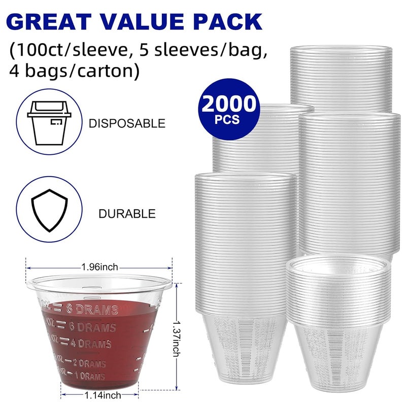 ReliMedPro Disposable Medicine Cups Graduated, Bulk Pack of 2000, 1 oz (30ml) Small Plastic Measuring Cup for Liquid Medication, Paint, epoxy, Pill and Resin - Image 2